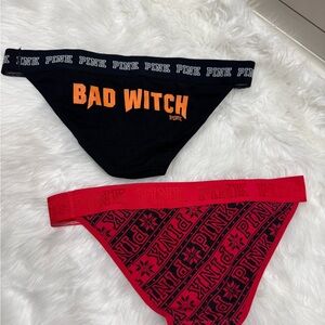 Victoria's Secret PINK Black and Red Panty Set